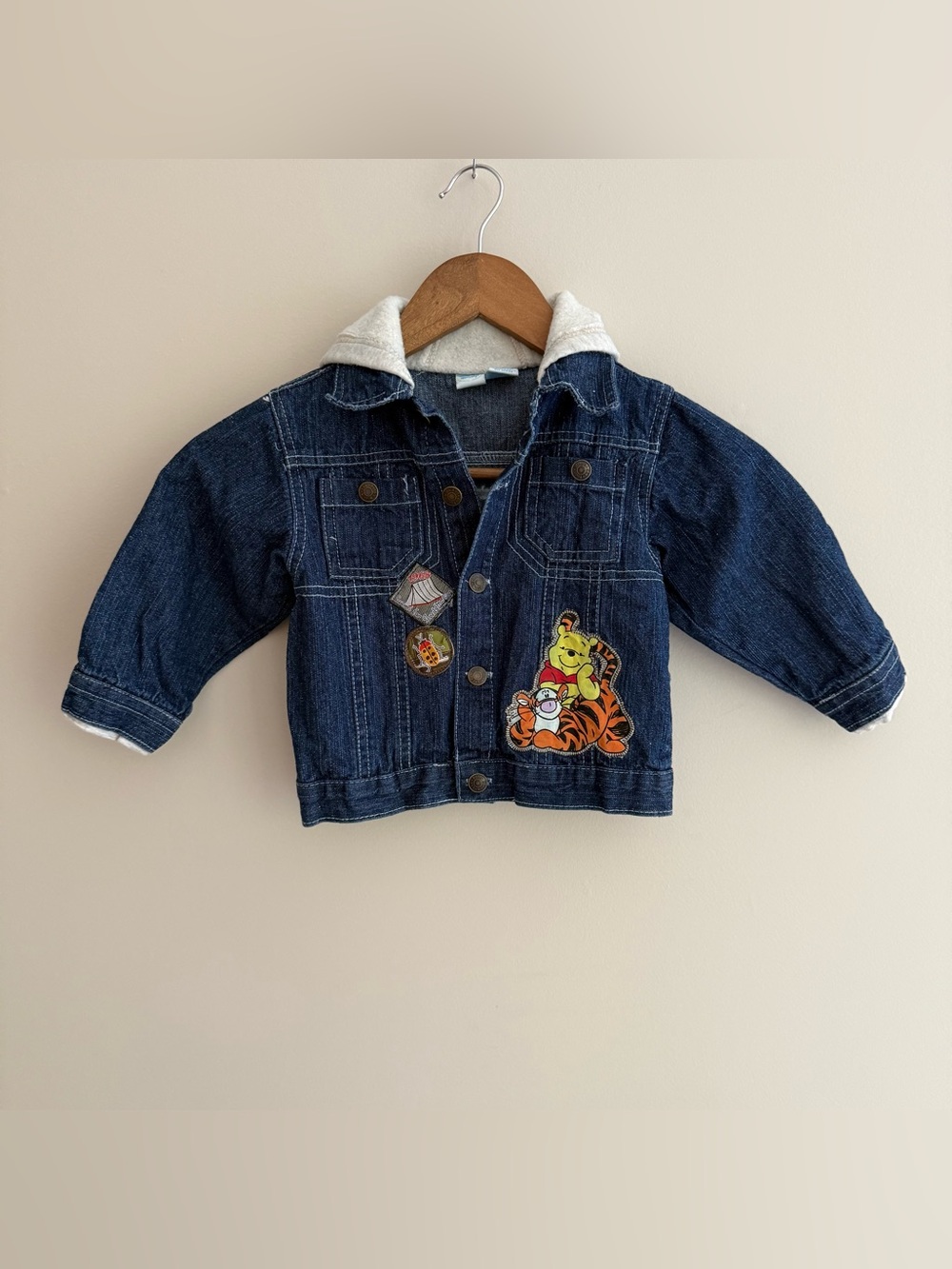Vintage Disney Winnie Denim Jacket with tigger and hood